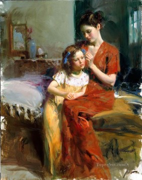 Pino Daeni mamá y niña Pinturas al óleo